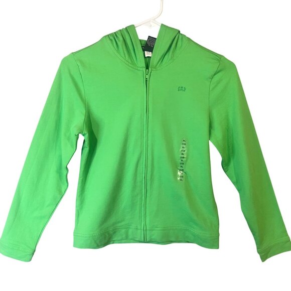 Gap Kids Green Zip-Up Hoodie XL (12) Stretch Cotton Blend Long Sleeve With Hood - Picture 1 of 12
